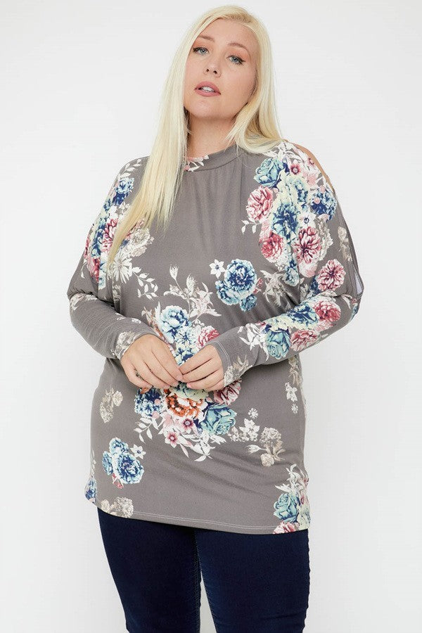 Flattering Cutout Details Floral Print Top product image