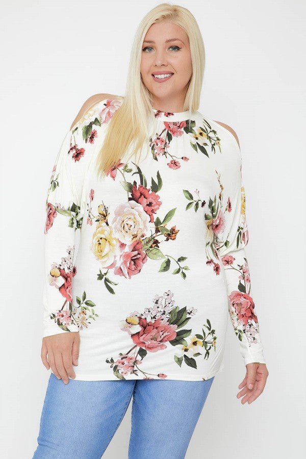 Flattering Cutout Details Floral Print Top product image