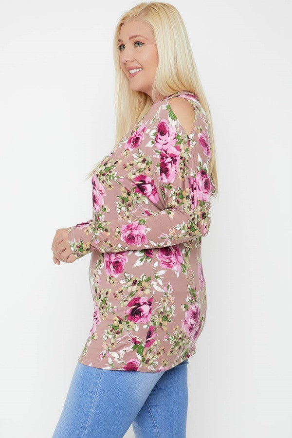 Flattering Cutout Details Floral Print Top product image