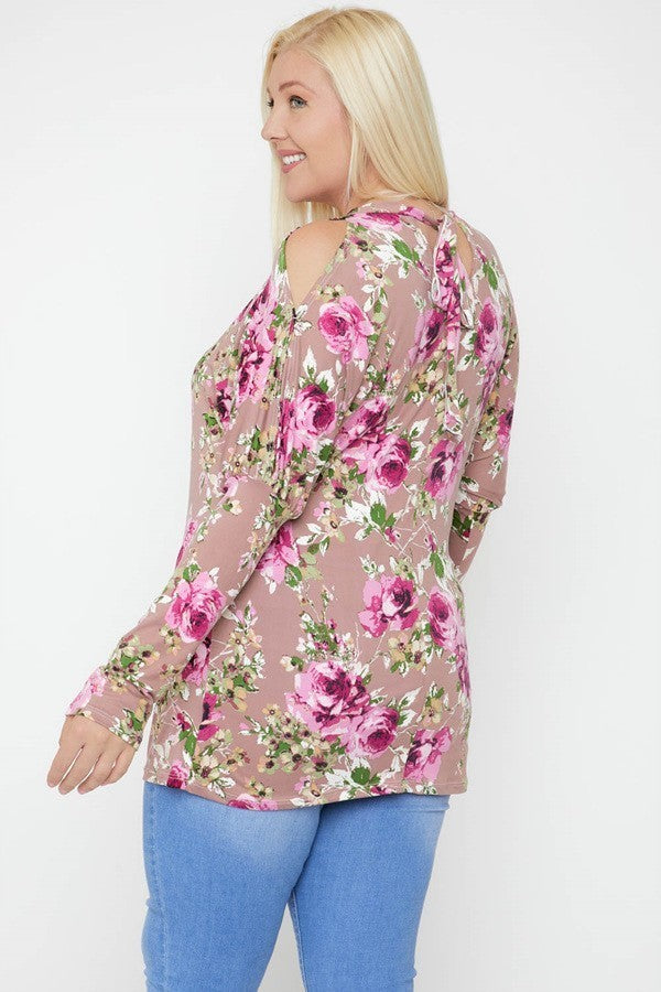 Flattering Cutout Details Floral Print Top product image