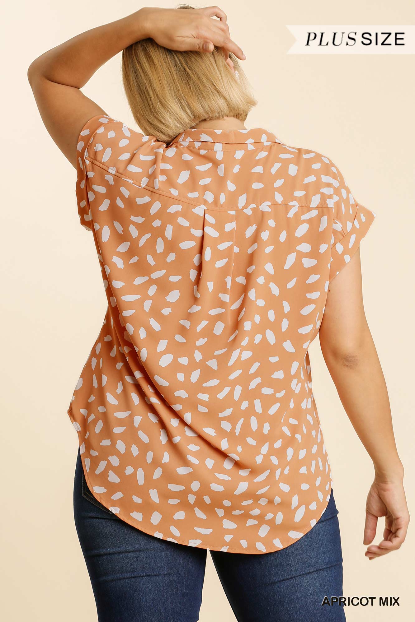 V-neck Dalmatian Print Button Front Top With Pocket Detail product image