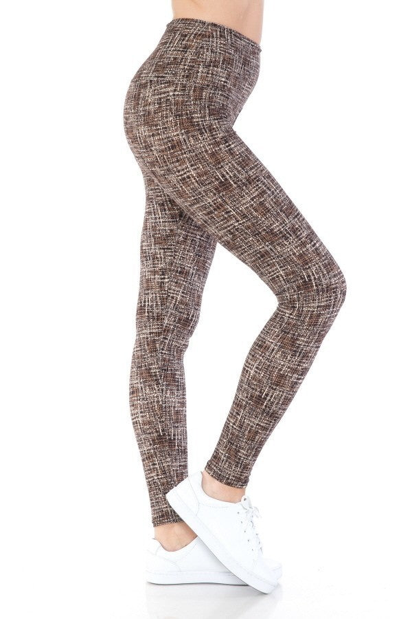 Yoga Style Banded Lined Multi Printed Knit Legging With High Waist product image