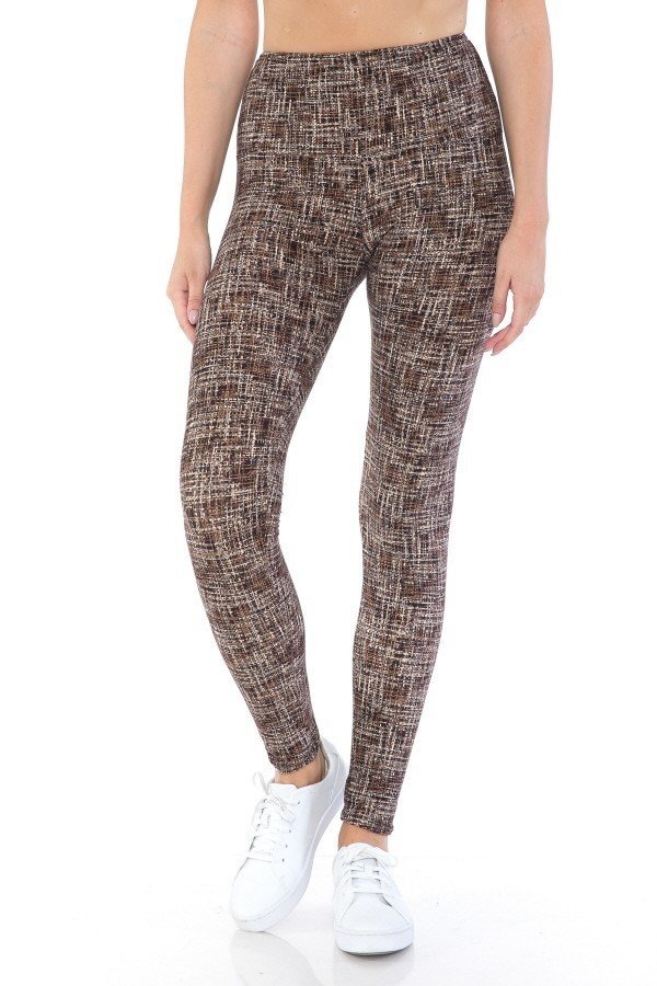 Yoga Style Banded Lined Multi Printed Knit Legging With High Waist product image