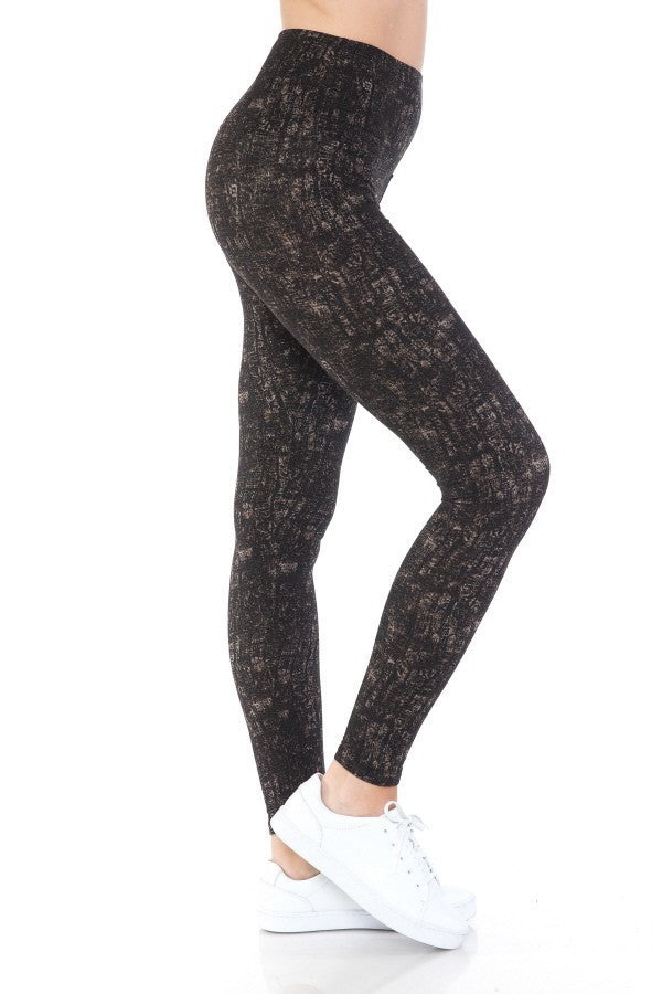 Yoga Style Banded Lined Multi Printed Knit Legging With High Waist product image