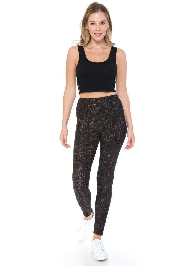 Yoga Style Banded Lined Multi Printed Knit Legging With High Waist product image