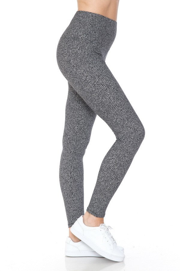 Yoga Style Banded Lined Multi Printed Knit Legging With High Waist product image