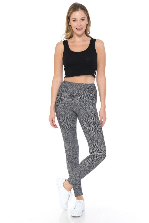 Yoga Style Banded Lined Multi Printed Knit Legging With High Waist product image