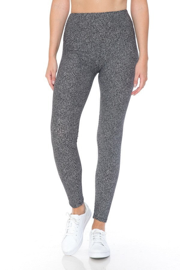 Yoga Style Banded Lined Multi Printed Knit Legging With High Waist product image