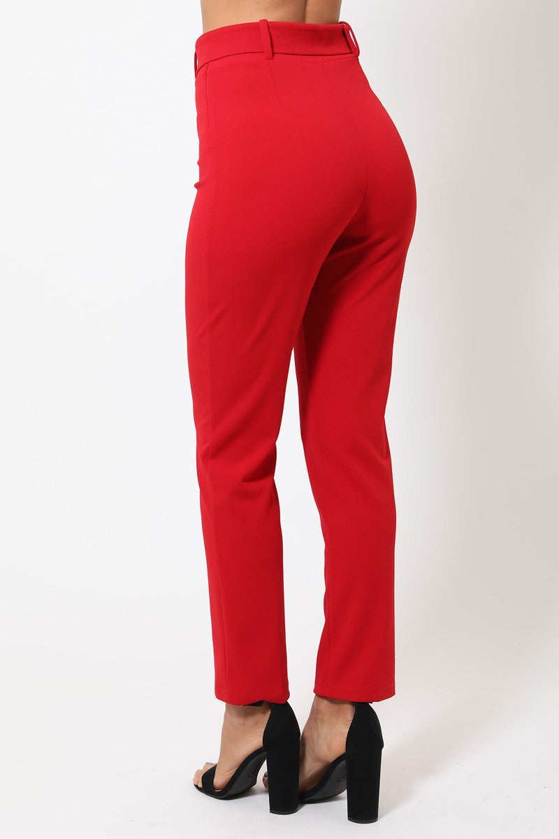 Ankle Tapered Self-fabric Buckle Belt Pants product image