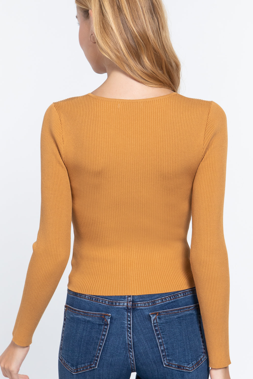 Rib Sweater Top W/front Zipper product image