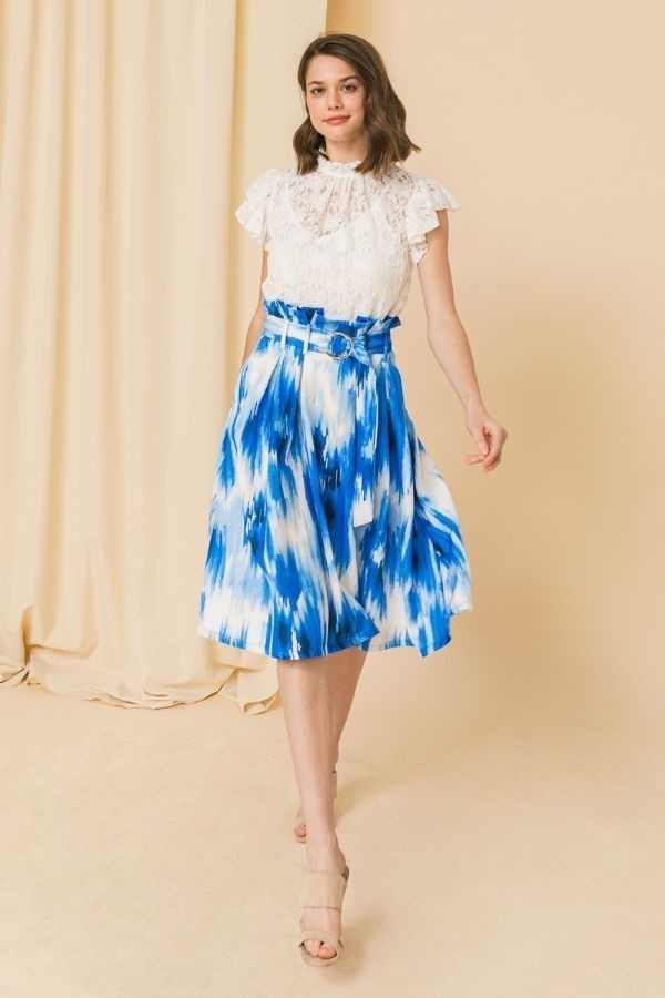 Self-buckle Belt Printed Skirt product image