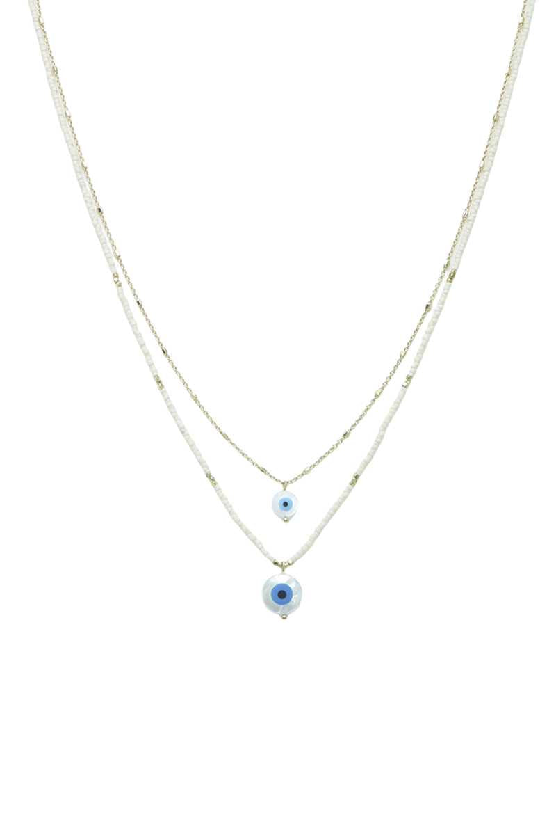 Seed Bead Evil Eye Pendant Layered Necklace product image