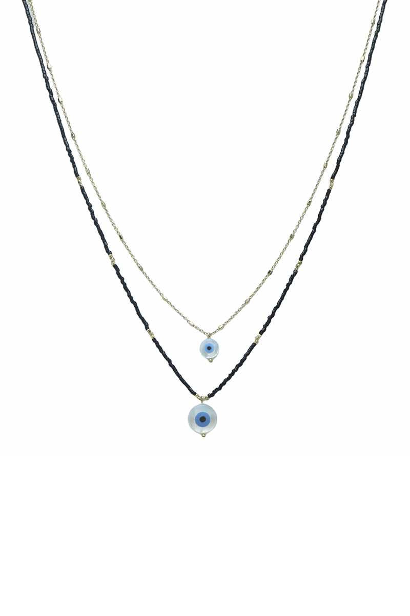 Seed Bead Evil Eye Pendant Layered Necklace product image