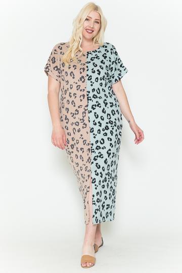 Front Slit Dolman Leopard Print Maxi Dress product image