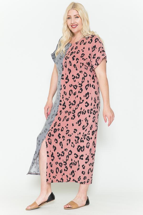 Front Slit Dolman Leopard Print Maxi Dress product image