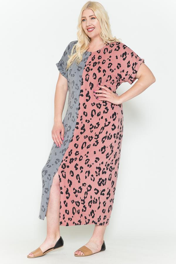 Front Slit Dolman Leopard Print Maxi Dress product image
