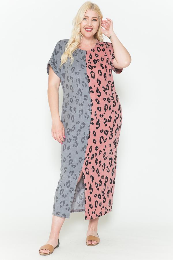 Front Slit Dolman Leopard Print Maxi Dress product image