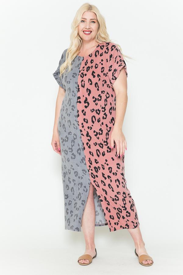 Front Slit Dolman Leopard Print Maxi Dress product image