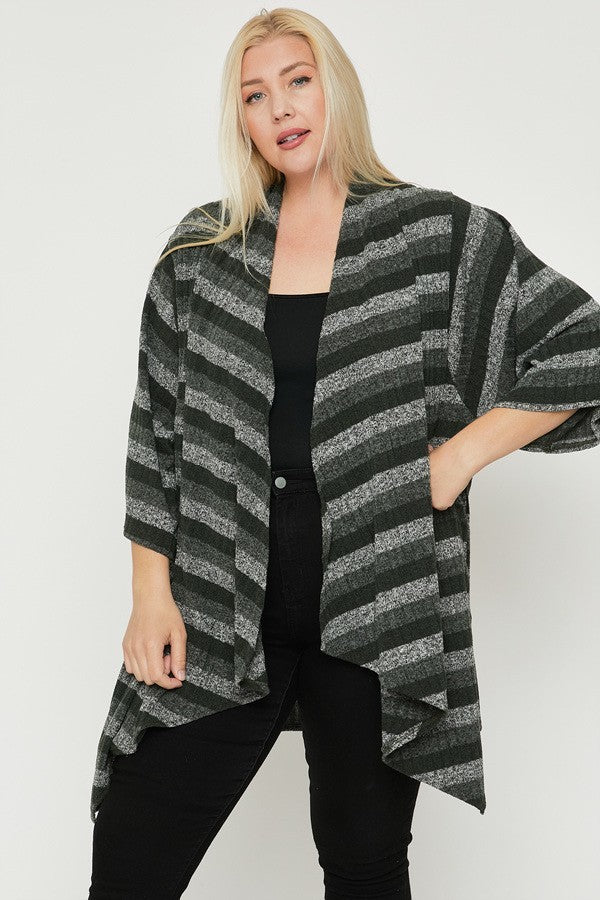 Kimono Style Striped Cardigan product image