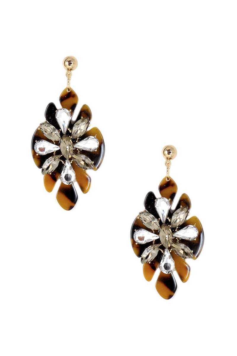Acetate Rhinestone Flower Dangle Earring product image