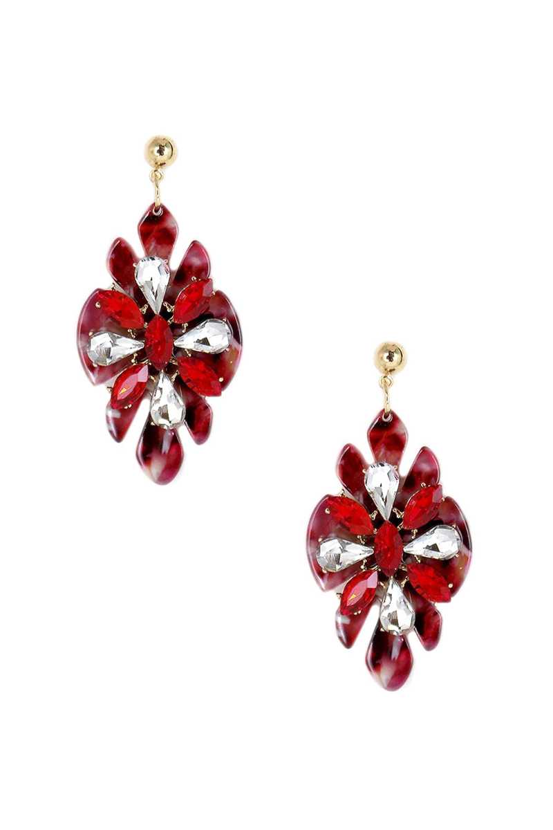 Acetate Rhinestone Flower Dangle Earring product image