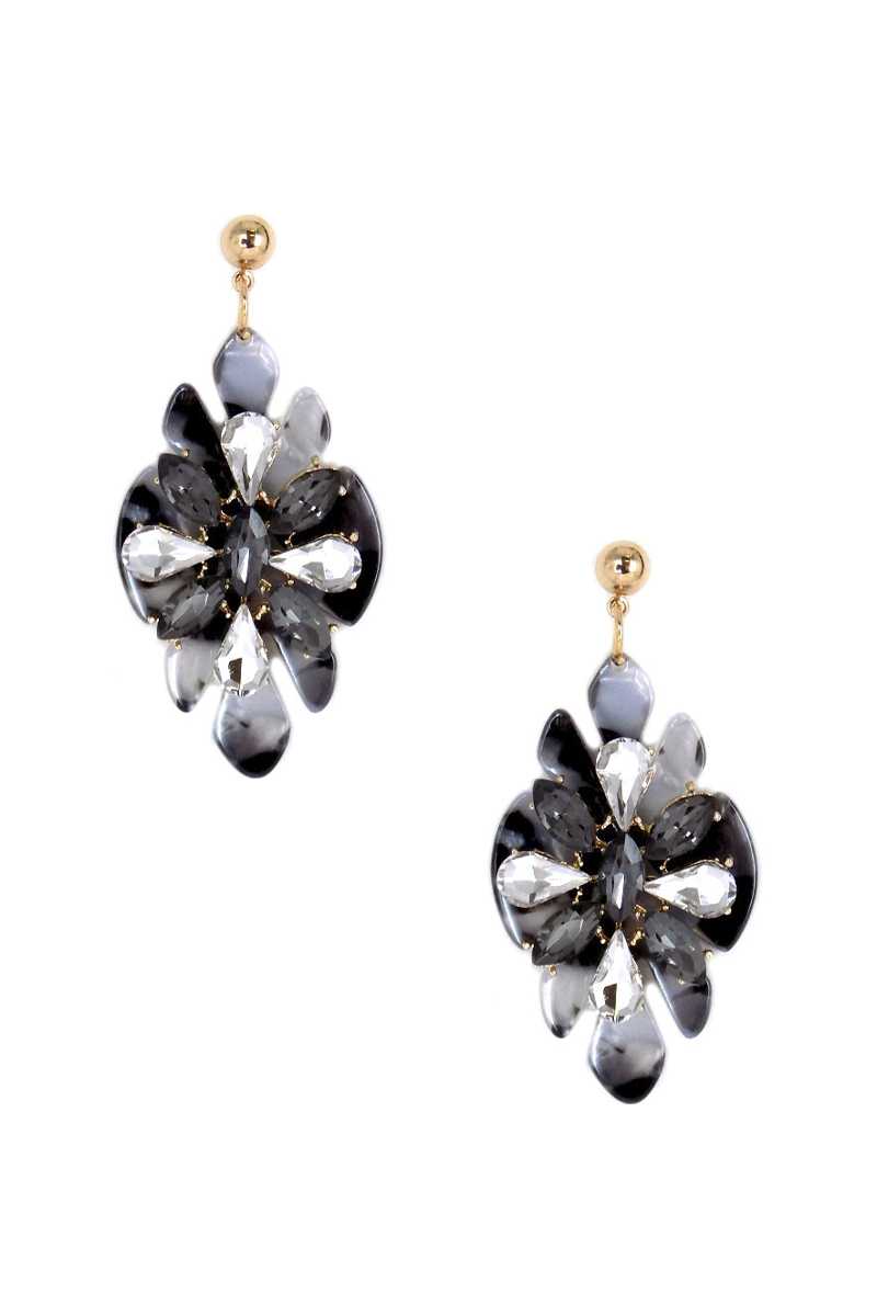 Acetate Rhinestone Flower Dangle Earring product image