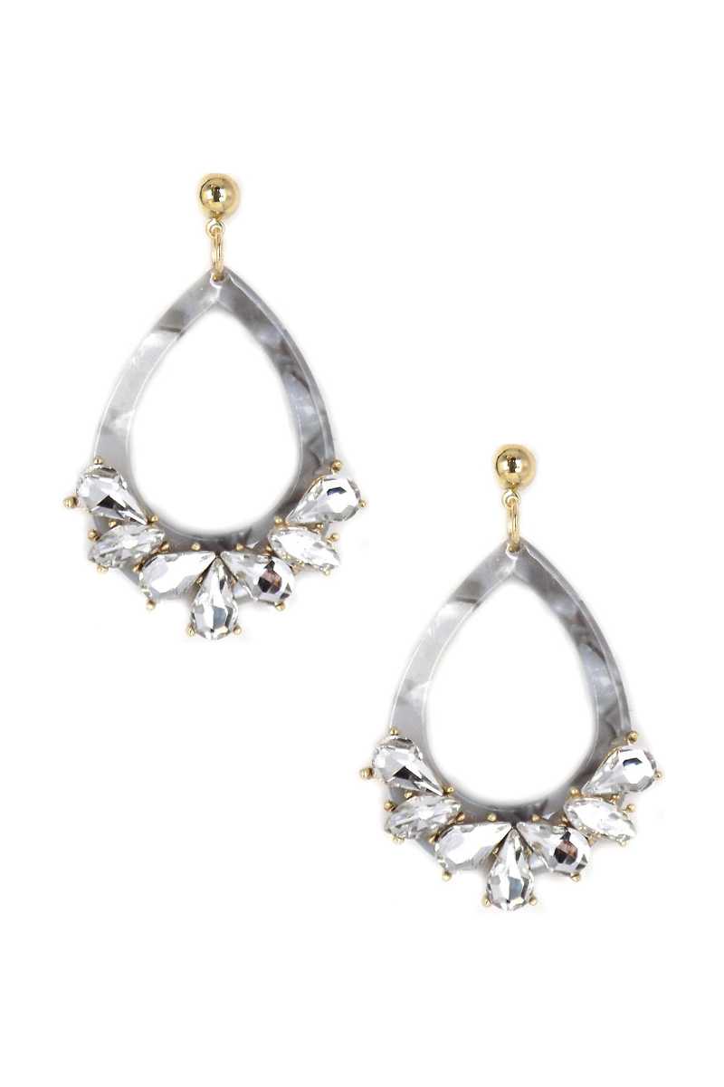 Acetate Rhinestone Teardrop Dangle Earring product image
