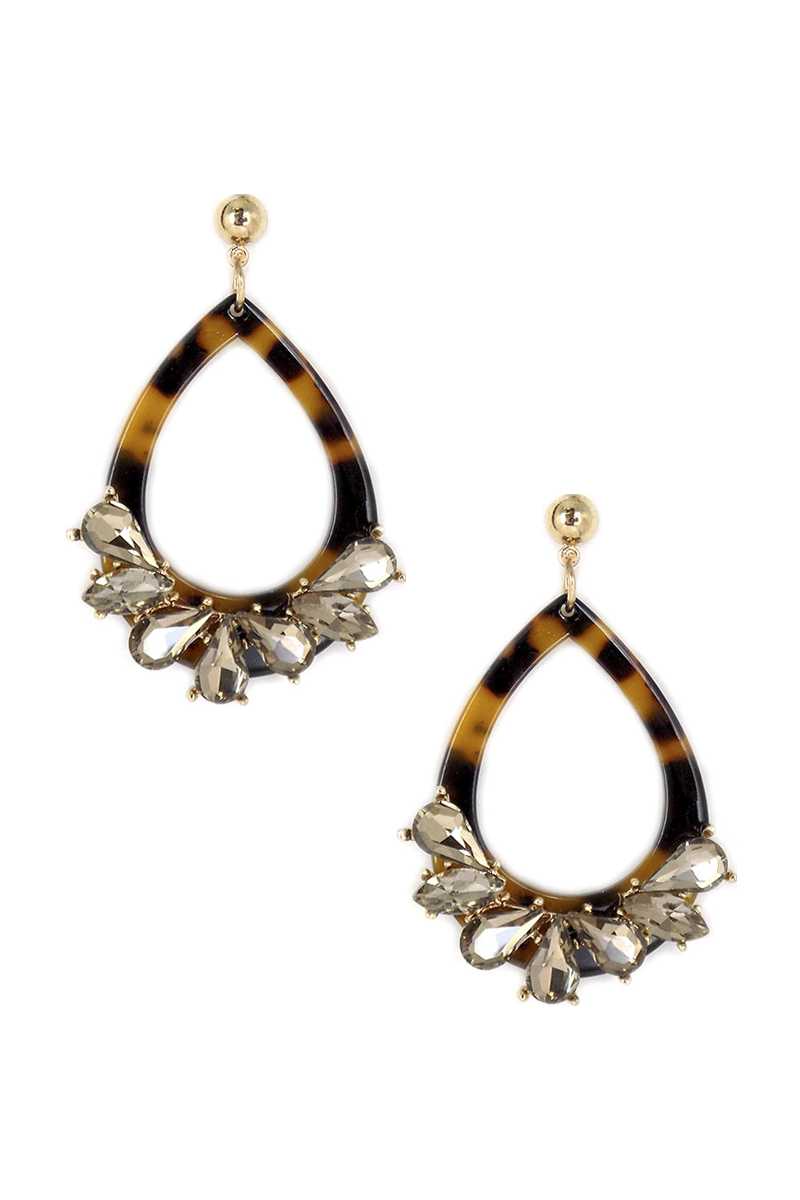 Acetate Rhinestone Teardrop Dangle Earring product image