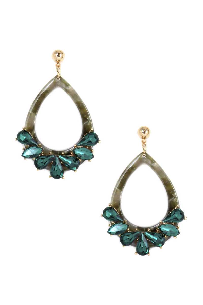 Acetate Rhinestone Teardrop Dangle Earring product image