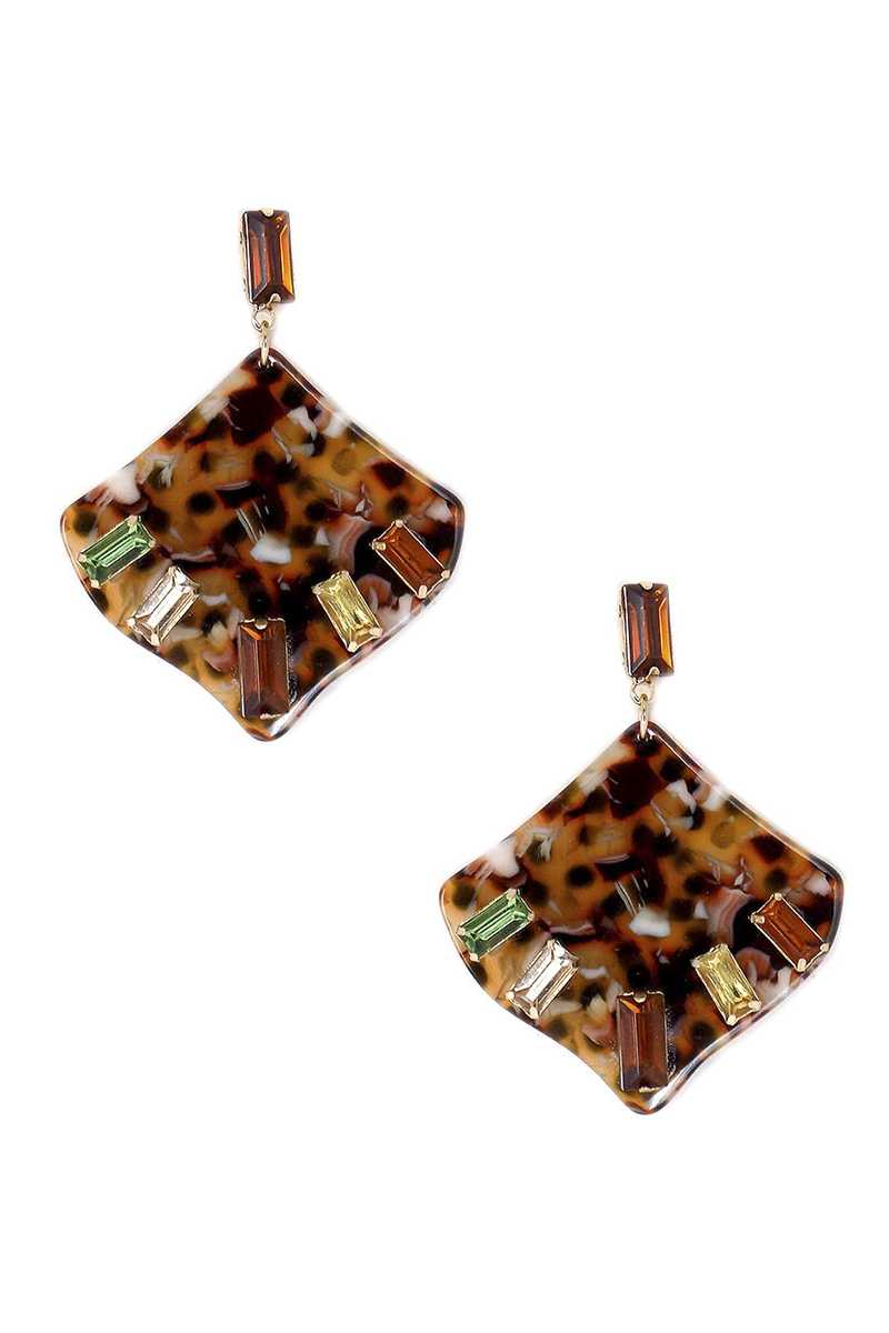 Acetate Rhinestone Square Dangle Earring product image