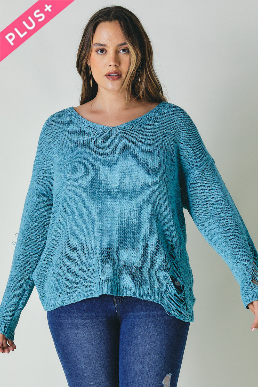 Plus Solid Round Neck Sweatrer product image