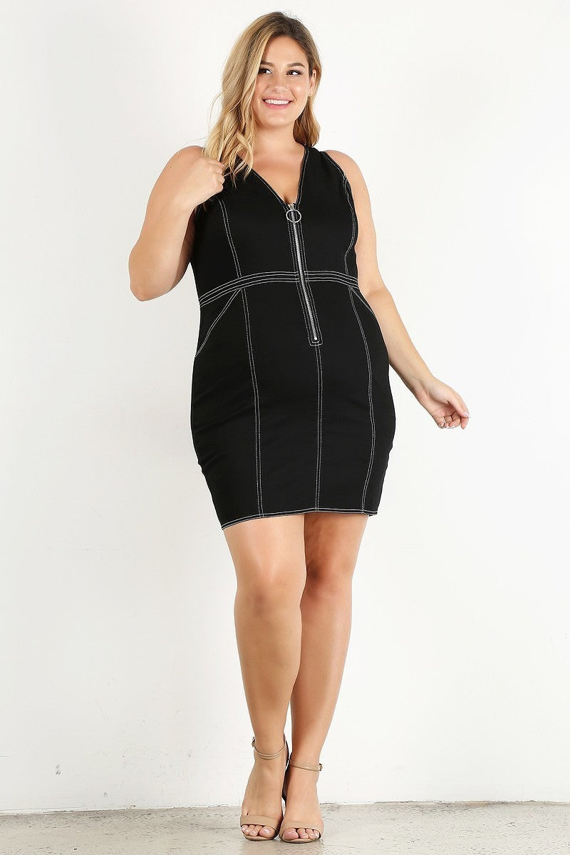 Plus Solid Bodycon Mini Dress product image