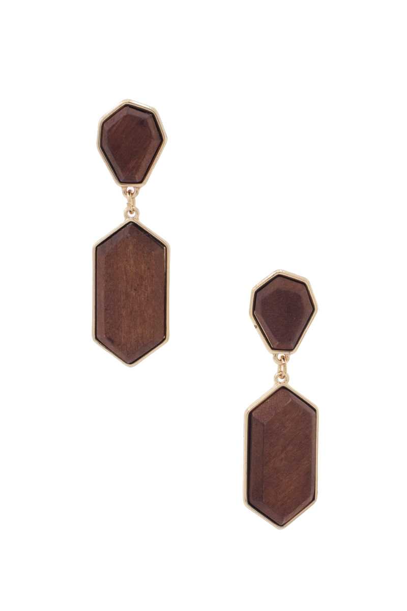 Geometric Wood Post Drop Earring product image