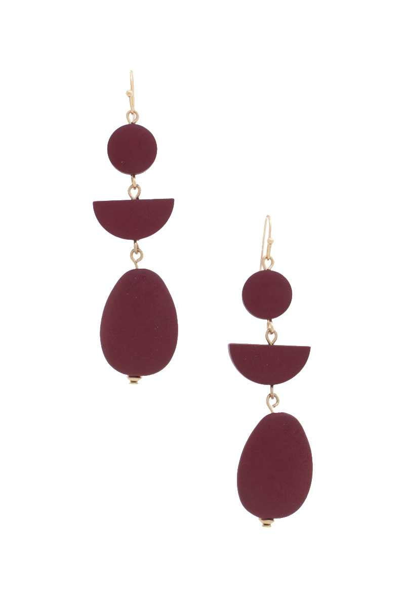 Geometric Wood Bead Dangle Earring product image