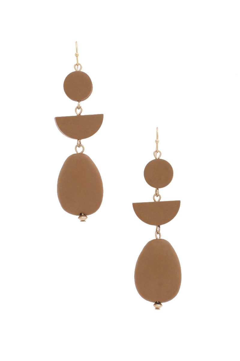 Geometric Wood Bead Dangle Earring product image