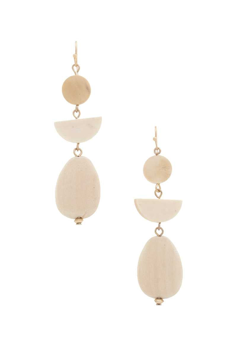 Geometric Wood Bead Dangle Earring product image