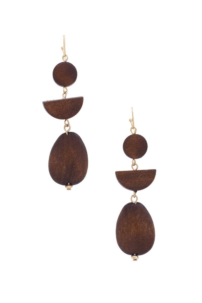 Geometric Wood Bead Dangle Earring product image