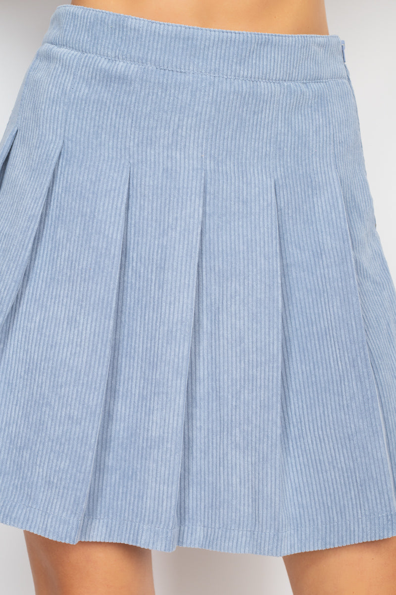 A-line Corduroy Pleated Mini Skirt product image
