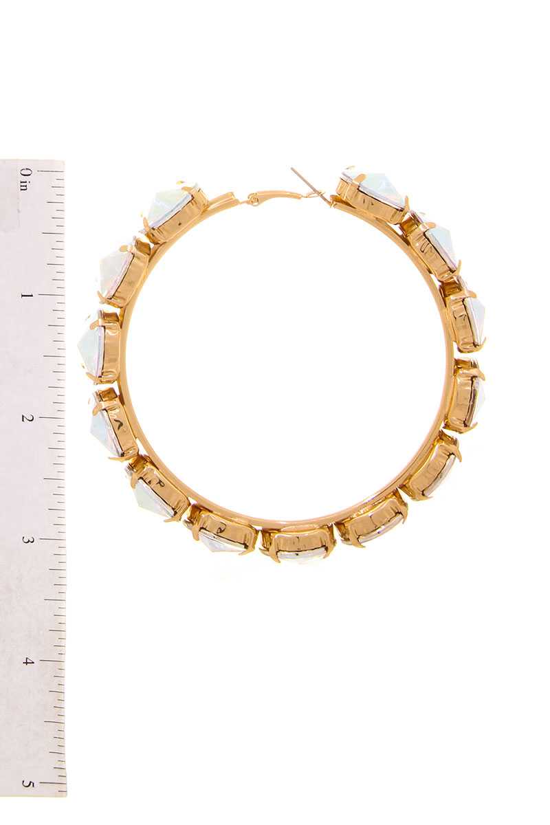 Rhinestone 3.25 Inch Classic Hoop Earring product image