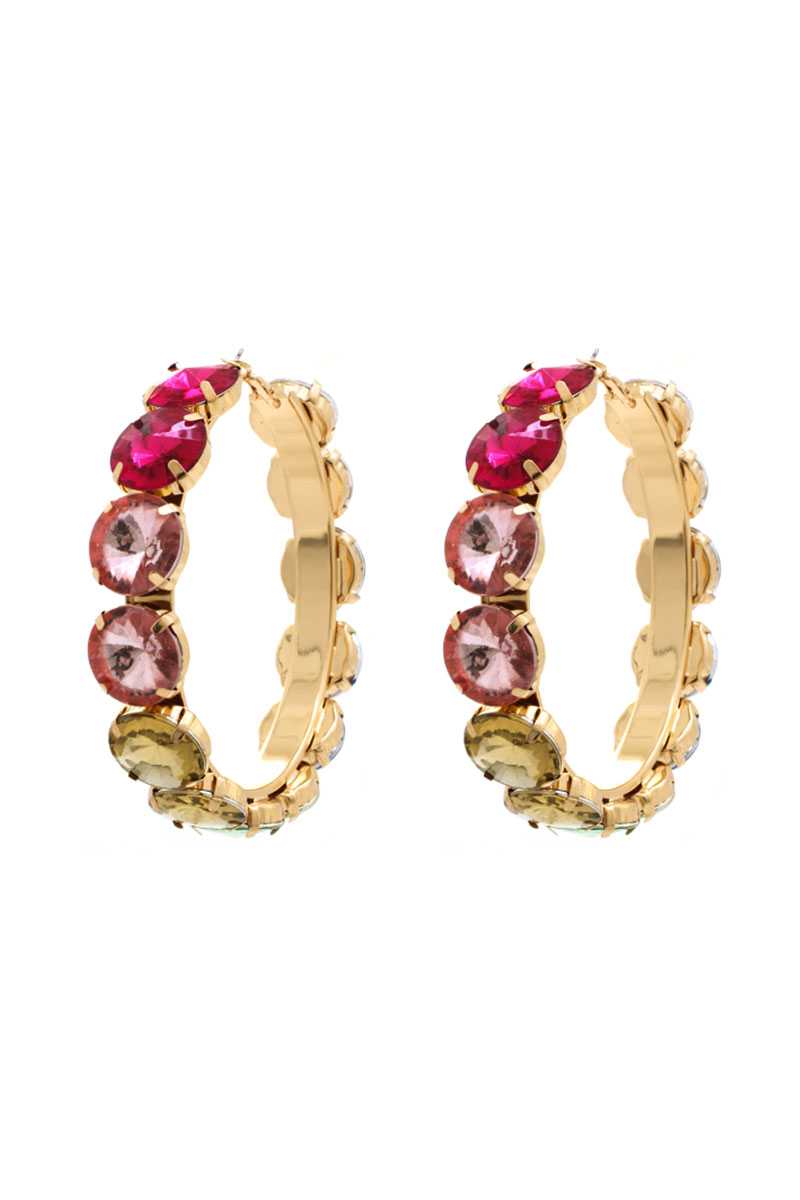 Rhinestone 3.25 Inch Classic Hoop Earring product image