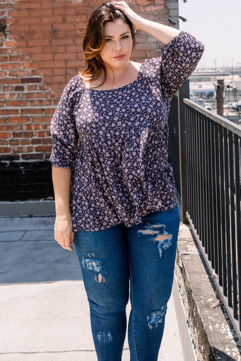 Tiny Floral Printed Square Neckline Top product image