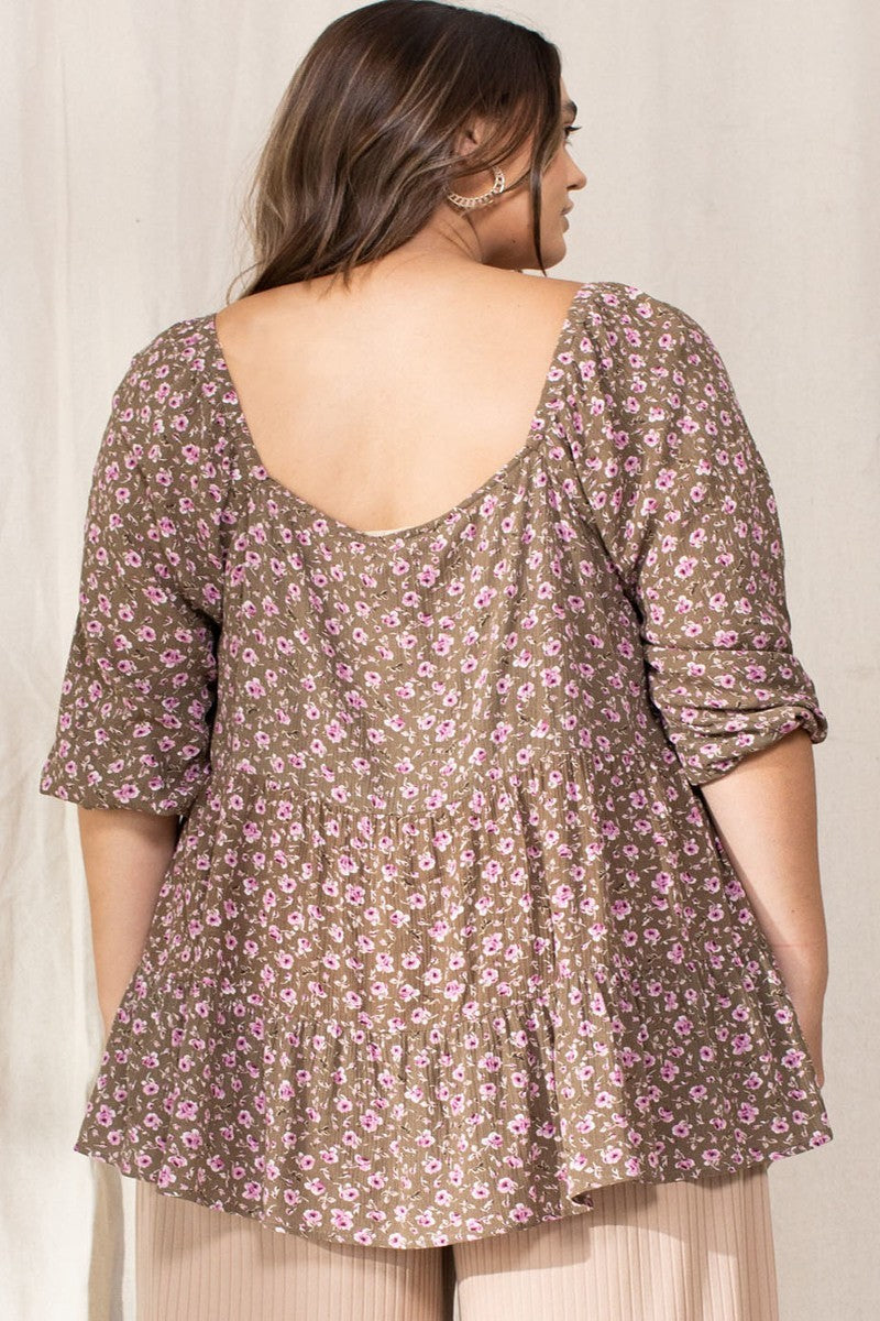 Tiny Floral Printed Square Neckline Top product image