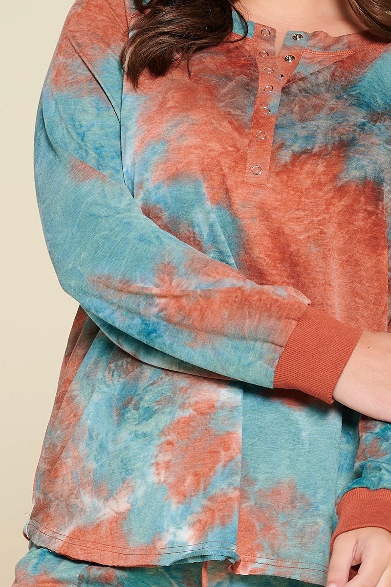 Tie-dye Printed French Terry Knit Loungewear Sets product image