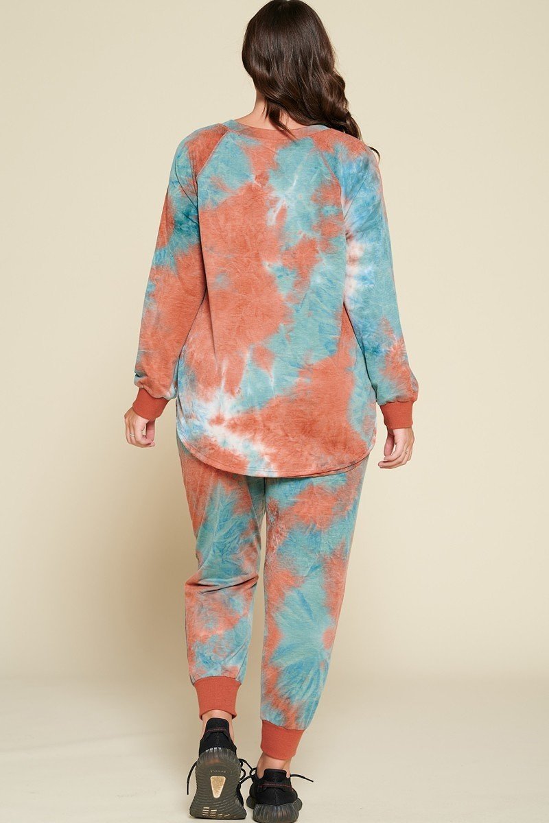 Tie-dye Printed French Terry Knit Loungewear Sets product image