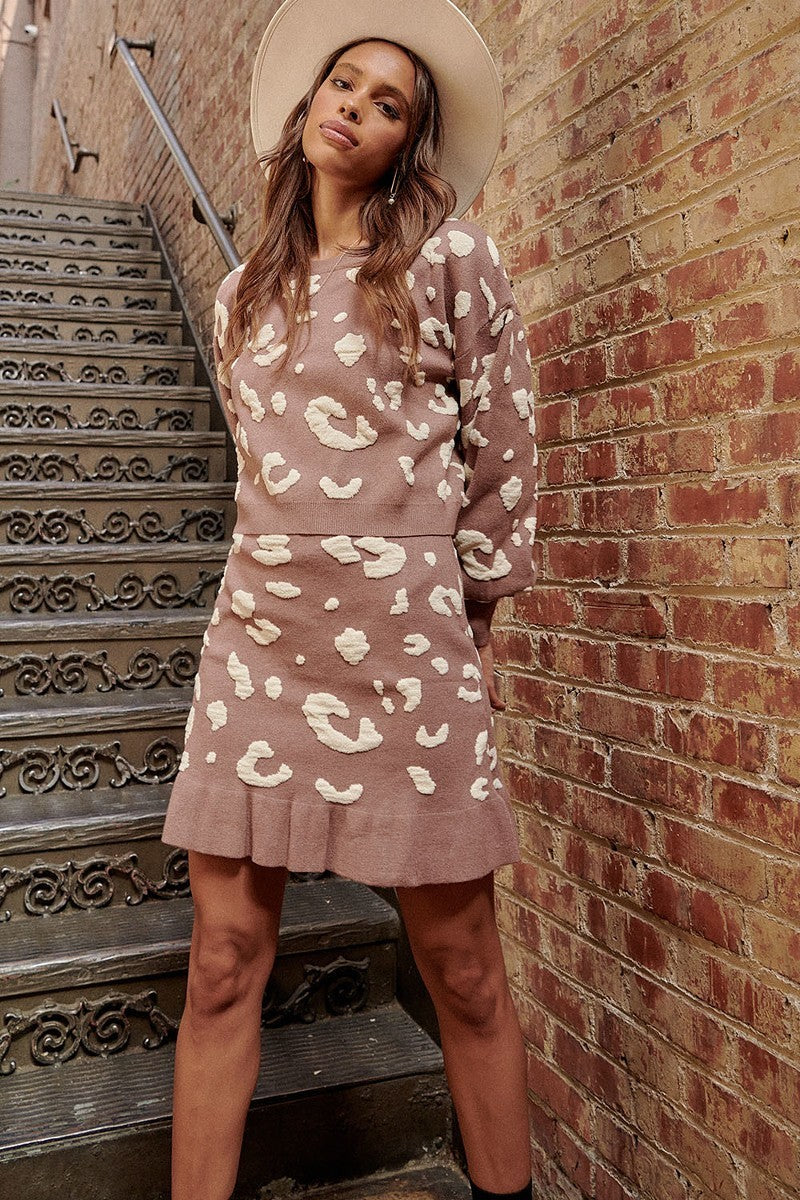 A Leopard-print Knit Mini Skirt product image