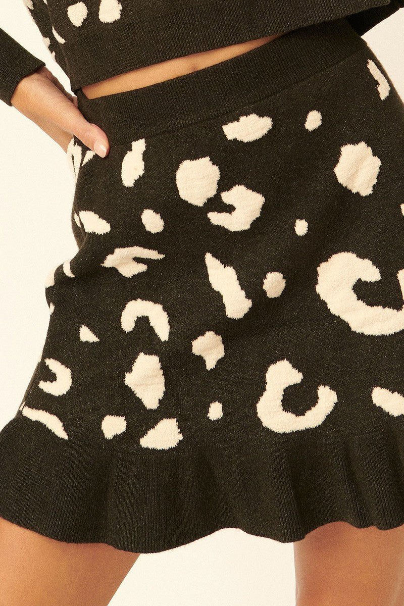 A Leopard-print Knit Mini Skirt product image