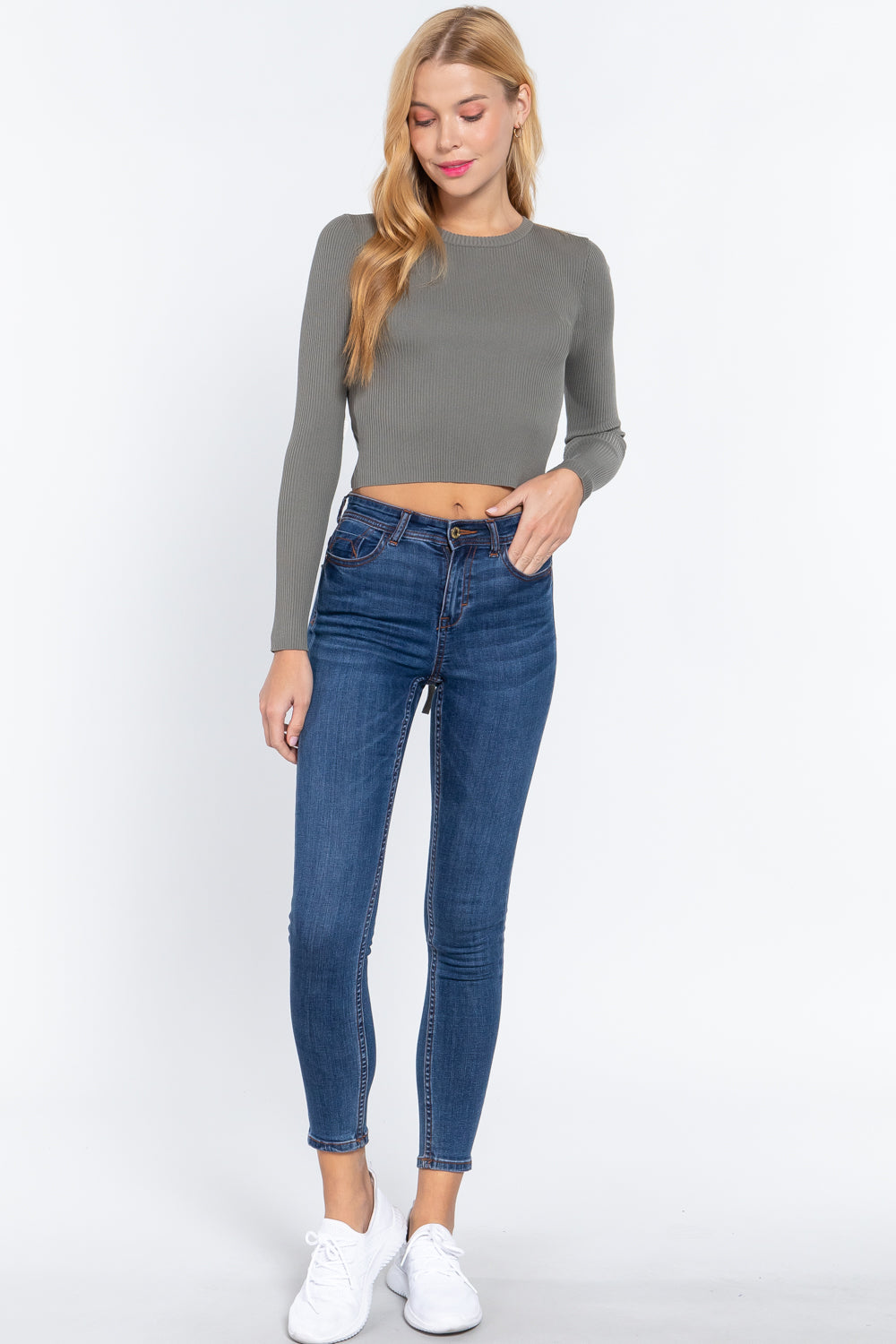 Long Slv Open Back Sweater Top product image