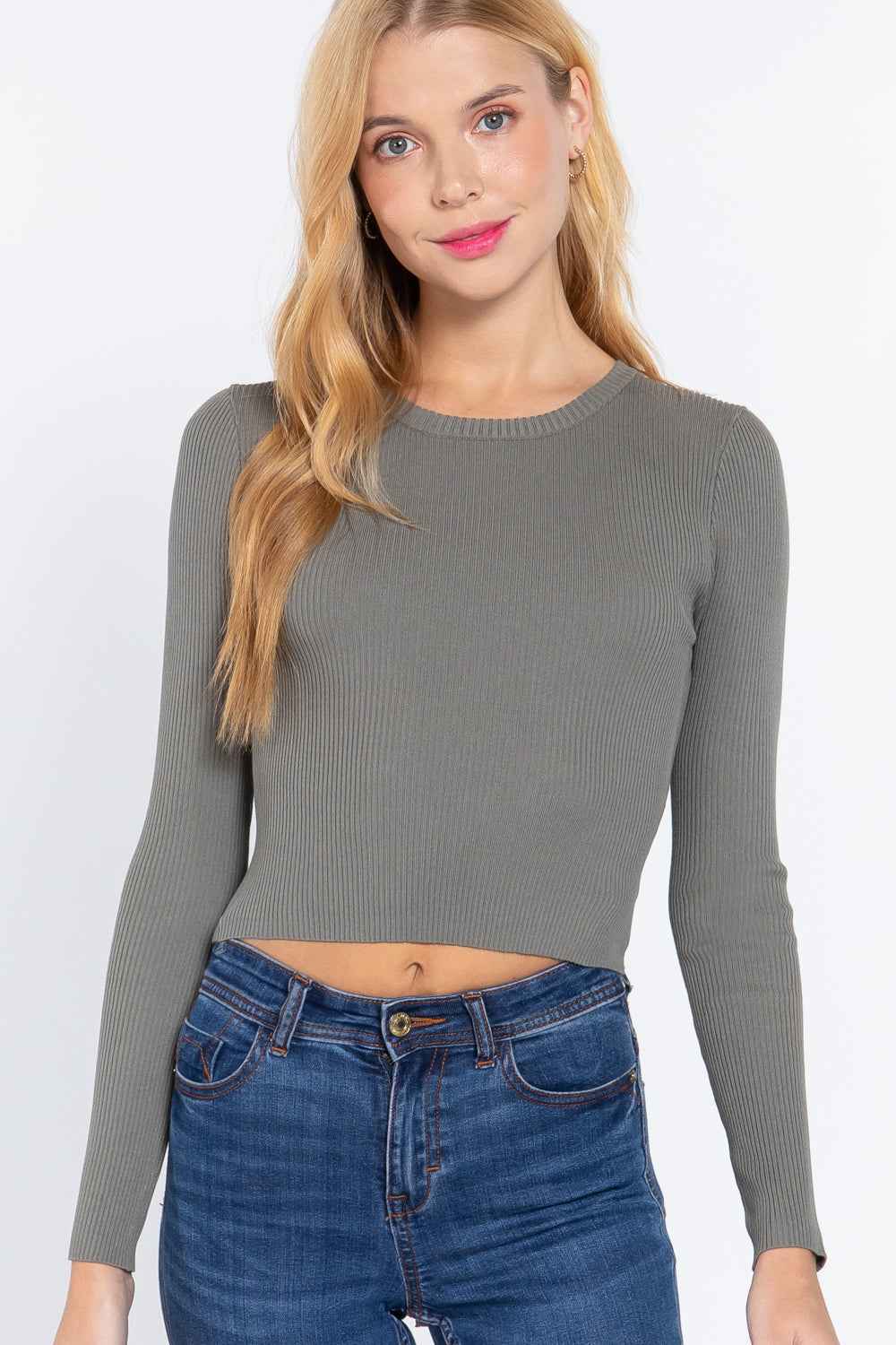 Long Slv Open Back Sweater Top Long Slv Open Back Sweater Top