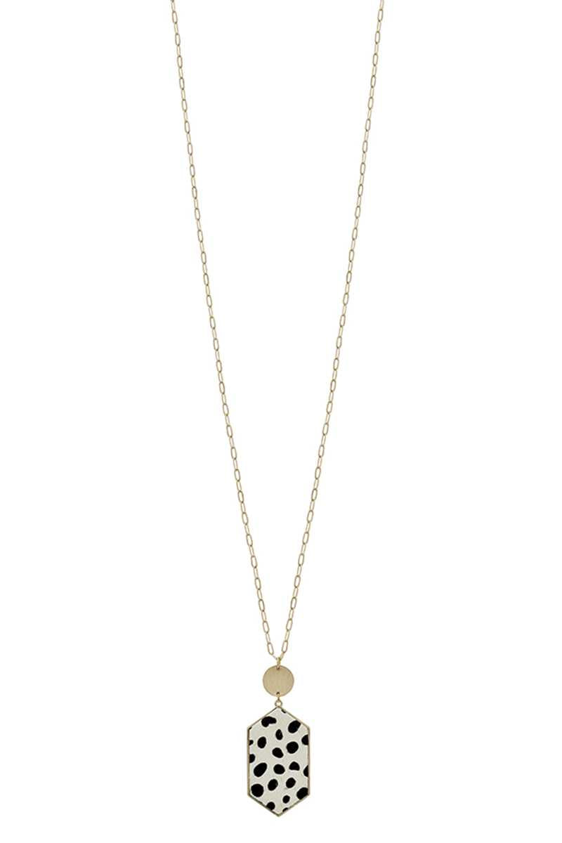 Metal Chain Hexagon Leopard Pendant Long Necklace product image