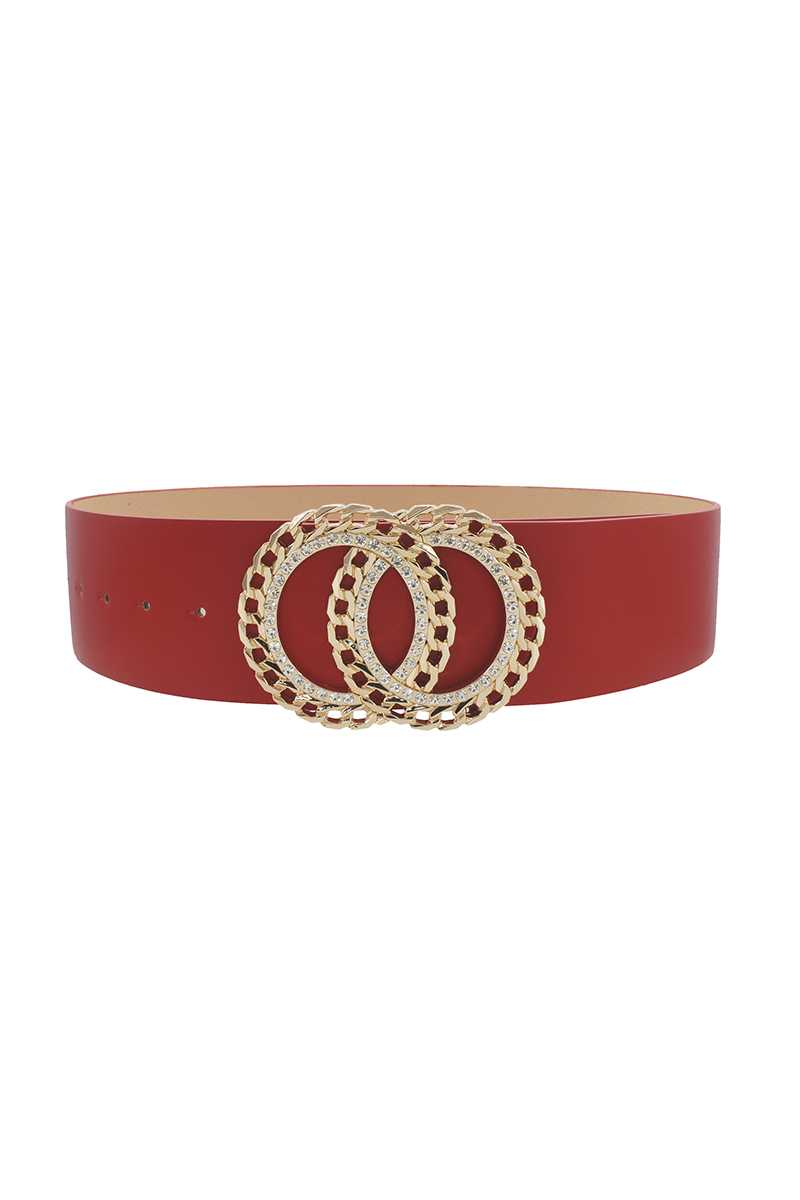 Double Circle Chain And Rhinestone Trim Design Belt product image